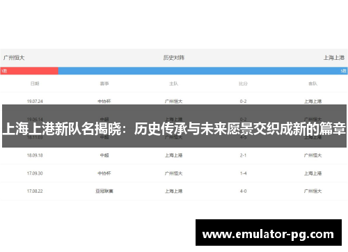 上海上港新队名揭晓：历史传承与未来愿景交织成新的篇章